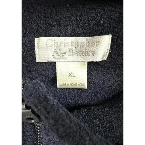 Women's XL partiotic winter zip up sweater. Christopher & Banks embroidered - Picture 7 of 8